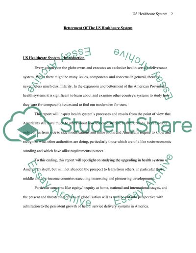 Betterment Of The US Healthcare System