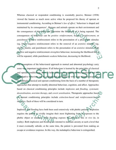 Behavioural approach to normal and abnormal psychology