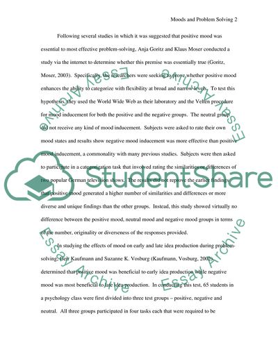 Influences of mood on problem solving