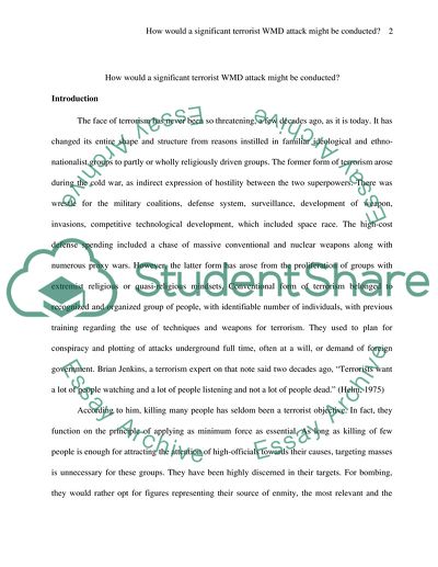 How Would a Significant Terrorist WMD Attack Might Be Conducted