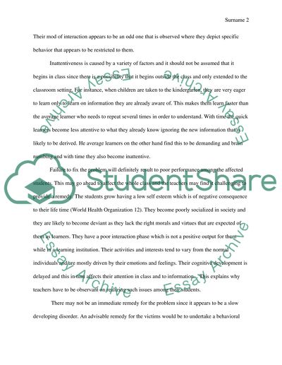 Inattentiveness in School