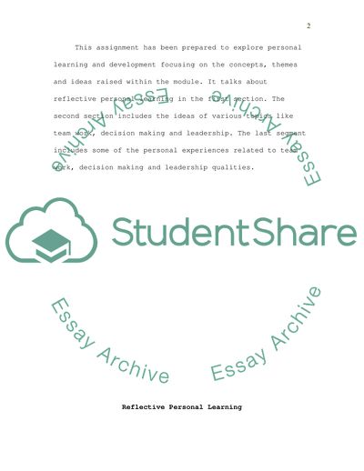 Personal Learning and Development Focusing on the Concepts