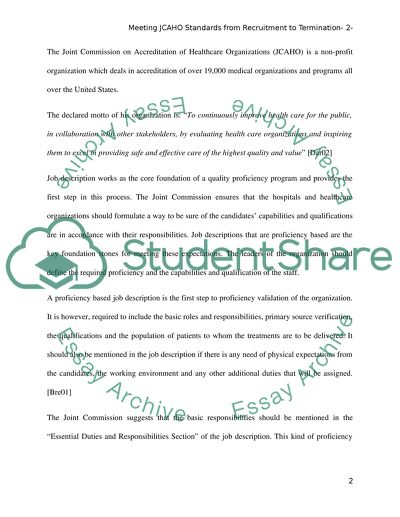 Meeting JCAHO Standards from Recruitment to Termination