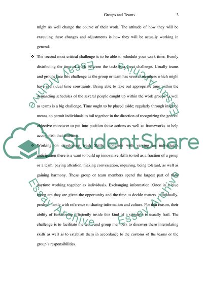 Addressing Challenges of Groups and Teams