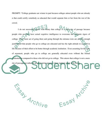 The Value Assigned to a College Education