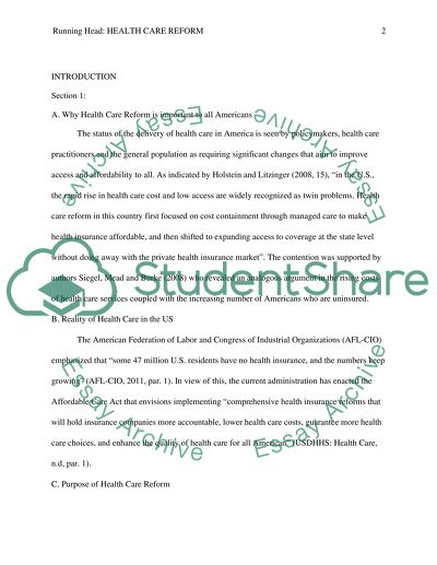 Health Care Reform in America