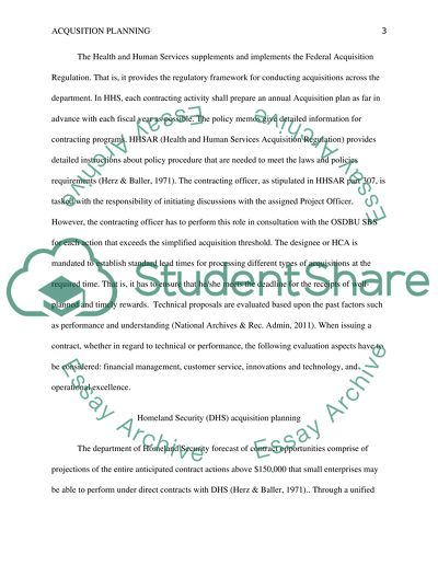 Assignment 3 Acquisition Planning