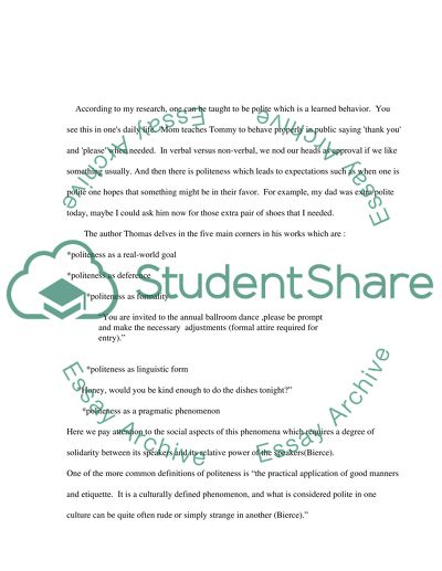 Politeness systems: culture specific or universals