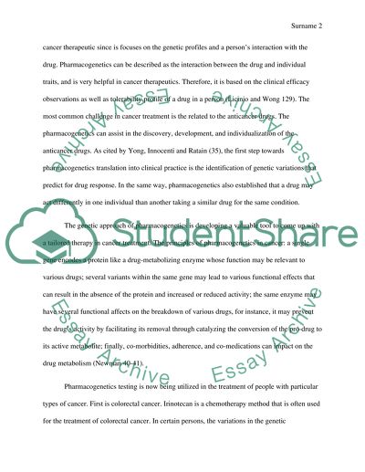 Pharmacogenetics in Cancer