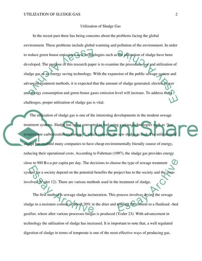 Two papers: 1- Research Report. 2- Source Assessment. And they are both about Utilization Of Sludge Gas