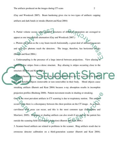 The Artifacts Produced on the Images during CT Scans