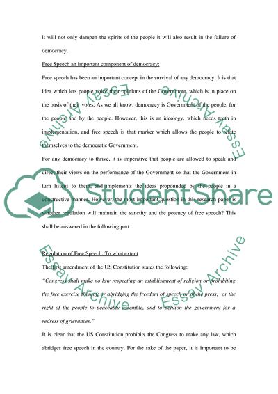 The Regulation of Free Speech