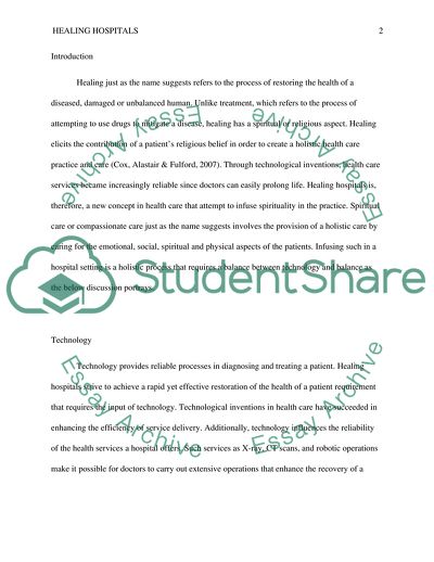 Healing Hospital as a New Concept in Health Care