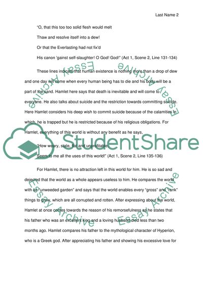 One of Hamlets Soliloquies