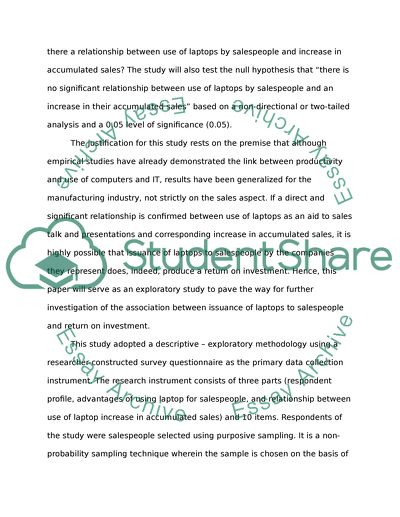 Laptop issuance to sales persons and return on investment
