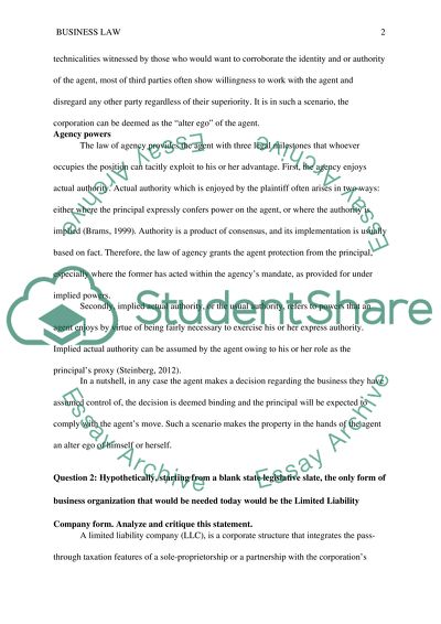 Business Law Questions