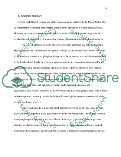 Evaluation of Obesity as a National Agenda of Healthy People