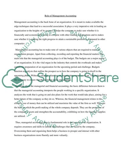 Role of Management Accounting