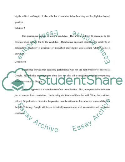 Case Analysis: HOW GOOGLE CHOOSES EMPLOYEES