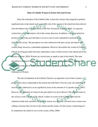 Roles of Catholic Women in Society Past and Present