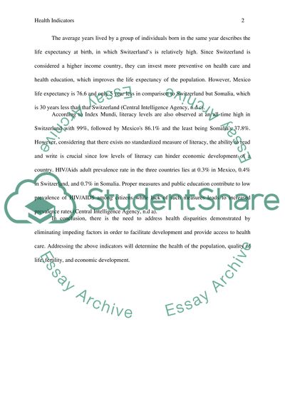 5 health indicators and analysis -