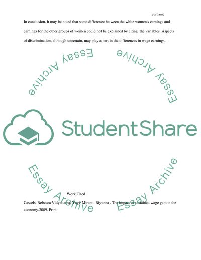 Wage Gap between the White Women and Black Women