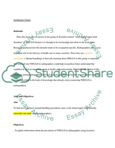Whether Incorrect Manual Handling Procedures Cause Work Related Upper Limb Disorders in Radiographers