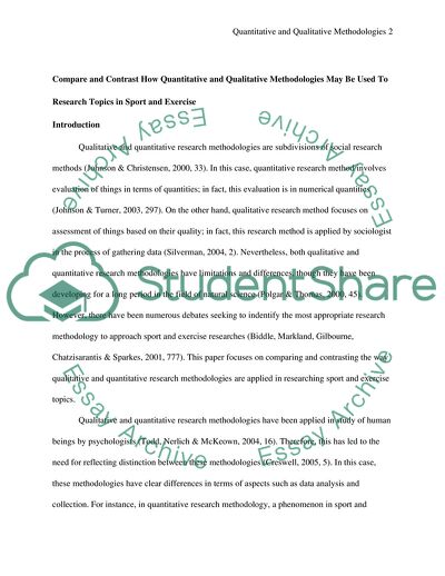 How Quantitative and Qualitative Methodologies May Be Used To Research Topics in Sport and Exercise