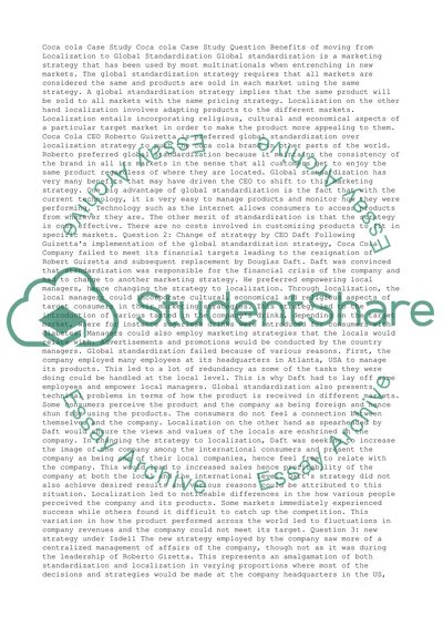 Coca-Cola Case Analysis