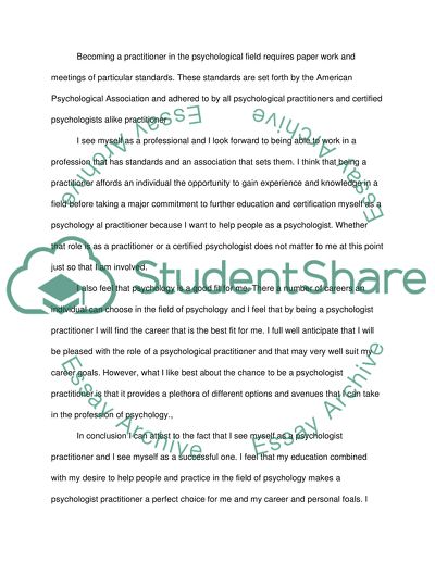 Myself as a Psychological Practitioner