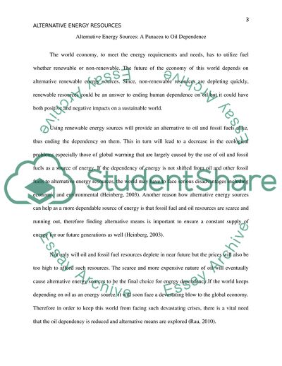 Alternative Energy Sources: A Panacea to Oil Dependence