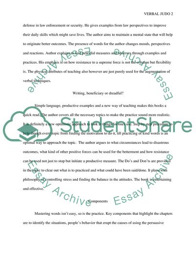 Verbal Judo and Redirecting Behaviour with Words