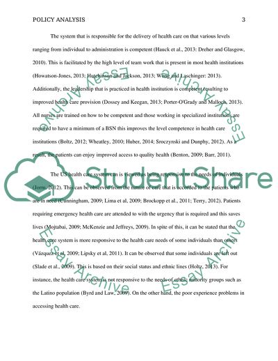 The Health Care Policy in the USA