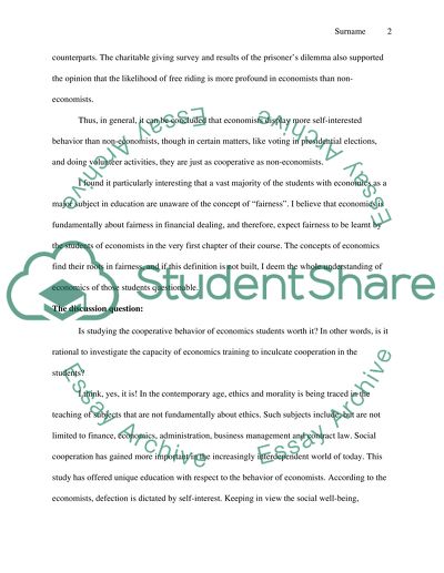 Experimental economic summary paper