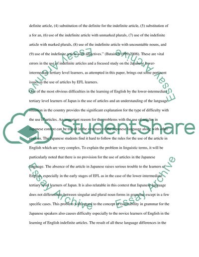 Article Errors among Japanese Students