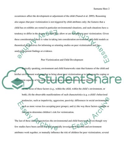 Impact of Peer Victimization on Normal Child Development
