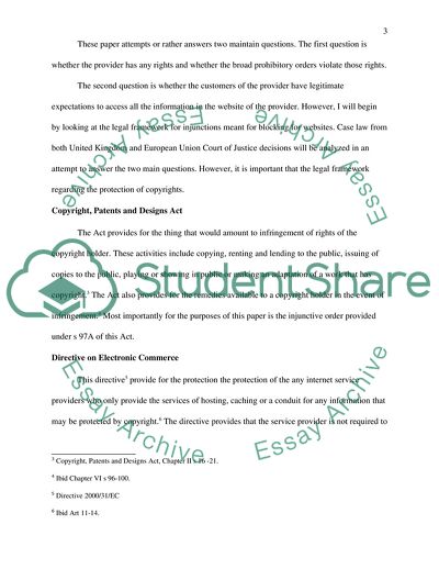 Intellectual Property: Rights of an Information Society Service Provider