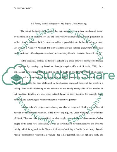 In a Family Studies Perspective: My Big Fat Greek Wedding