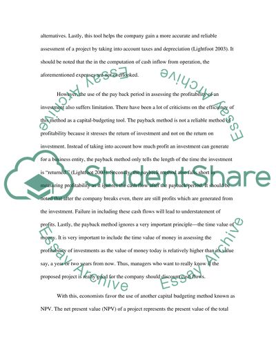 The Capital Budgeting Method