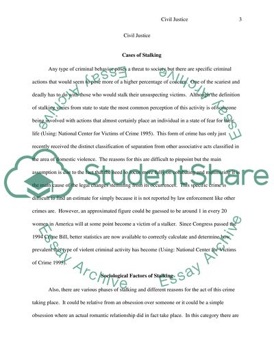 Civil Justice, Sociological Factors of Stalking