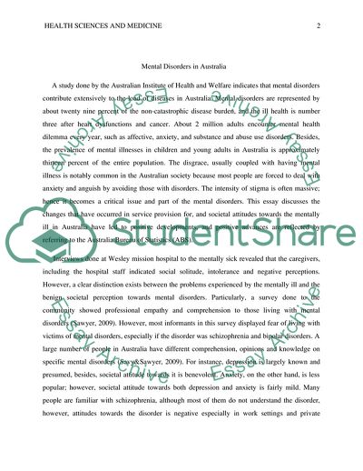 Mental Disorders in Australia