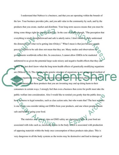 Letter about GMOs and The Issue of Their Safety