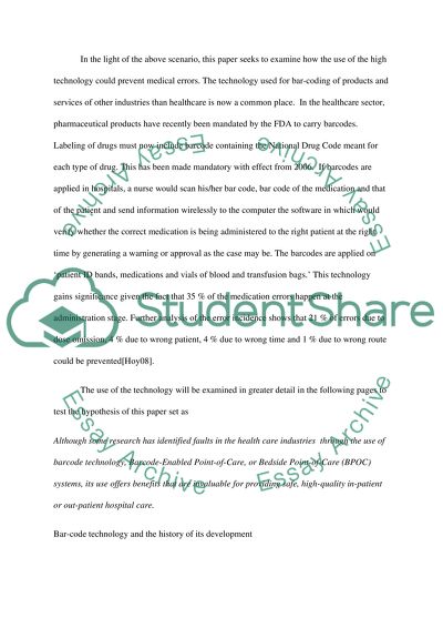 Health sciences and medicine Research Paper: Barcoding for Patient Safety