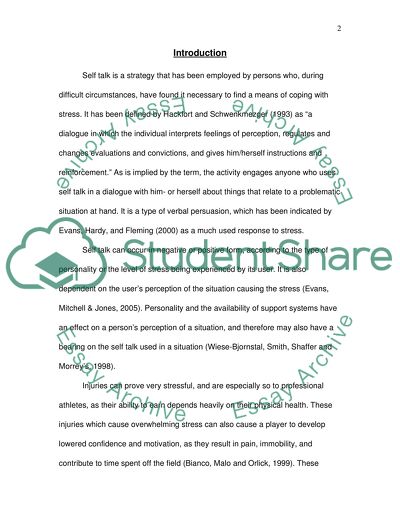 Use of Self-Talk by Injured Athletes