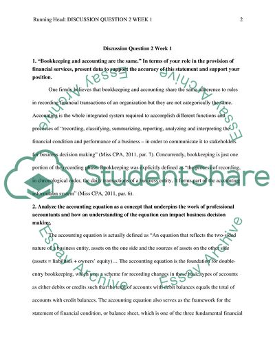 Discussion Question 2 Week 1 Accounting