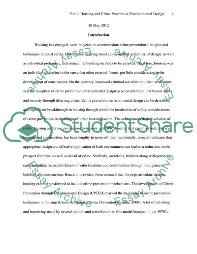 Evolution of Public Housing and Crime Prevention