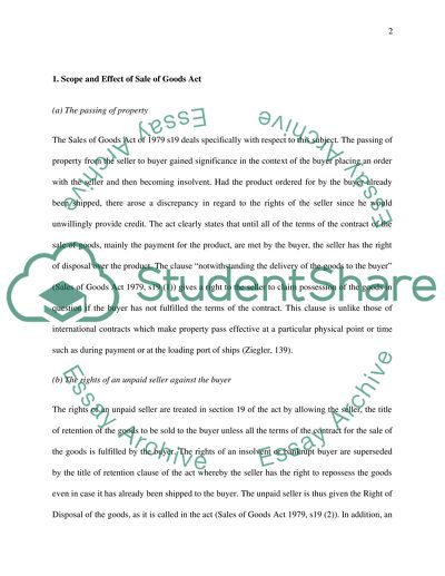 Scope and effect of sale of goods act