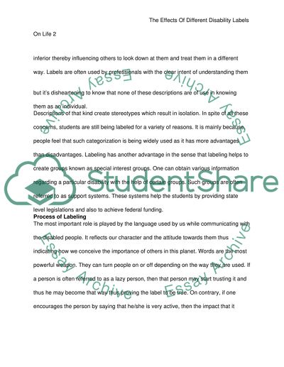 The Effects of Different Disability Labels on Life