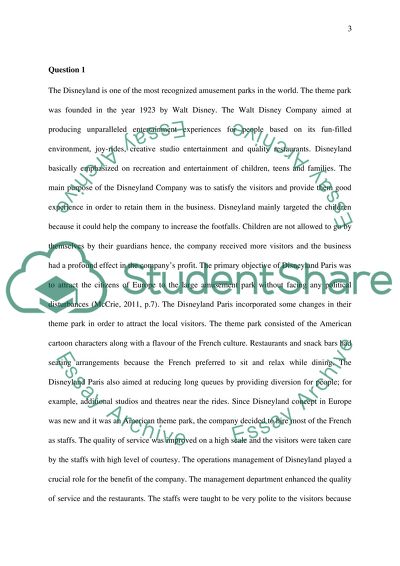 Operations Management at Disneyland Paris Resort