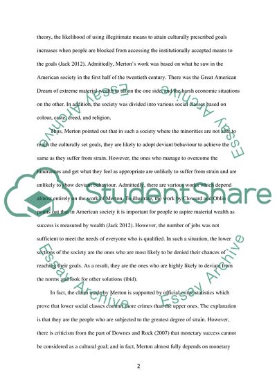 To What Extent Is Mertons Theory of Anomie Useful in Understanding Crime Today